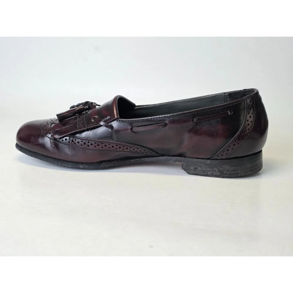 Dexter Men's Loafers Size 8.5 M Burgundy Leather Wingtip Dress Tassels Shoes USA